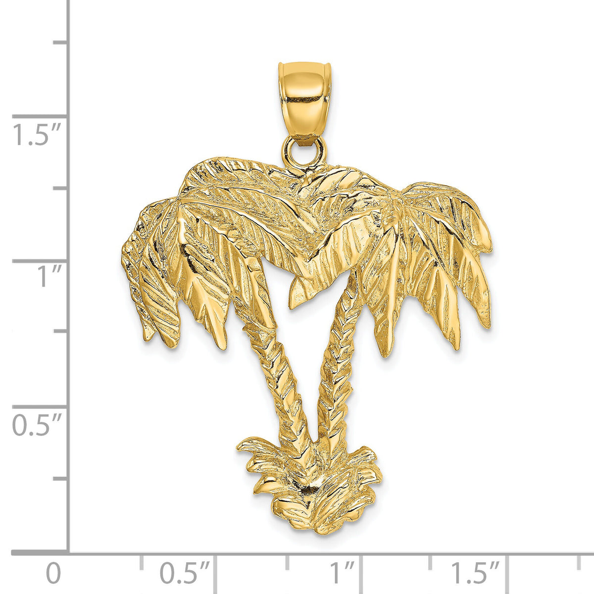 14K 2-D Double Palm Trees Charm-K8010
