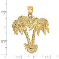 14K 2-D Double Palm Trees Charm-K8010