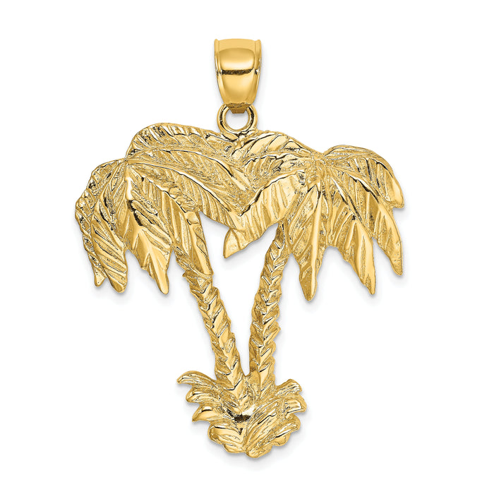14K 2-D Double Palm Trees Charm-K8010