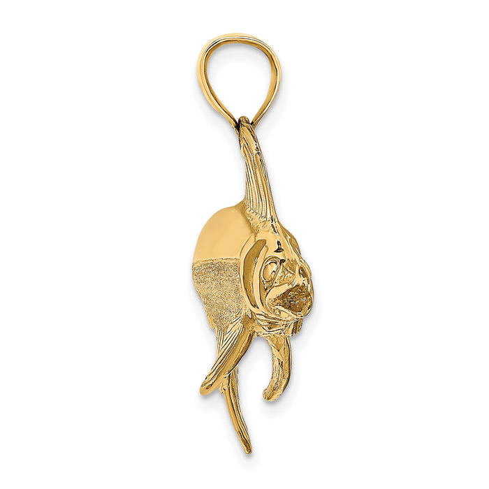 14K 3-D Polished/Satin Swordfish Charm-K8011