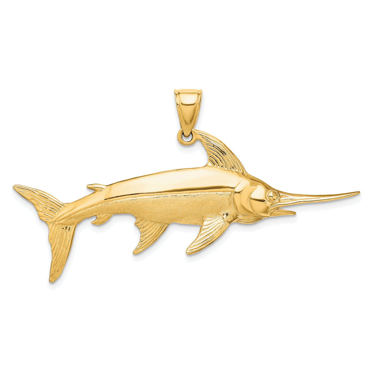 14K 3-D Polished/Satin Swordfish Charm-K8011