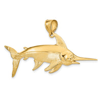 14K 3-D Polished/Satin Swordfish Charm-K8011