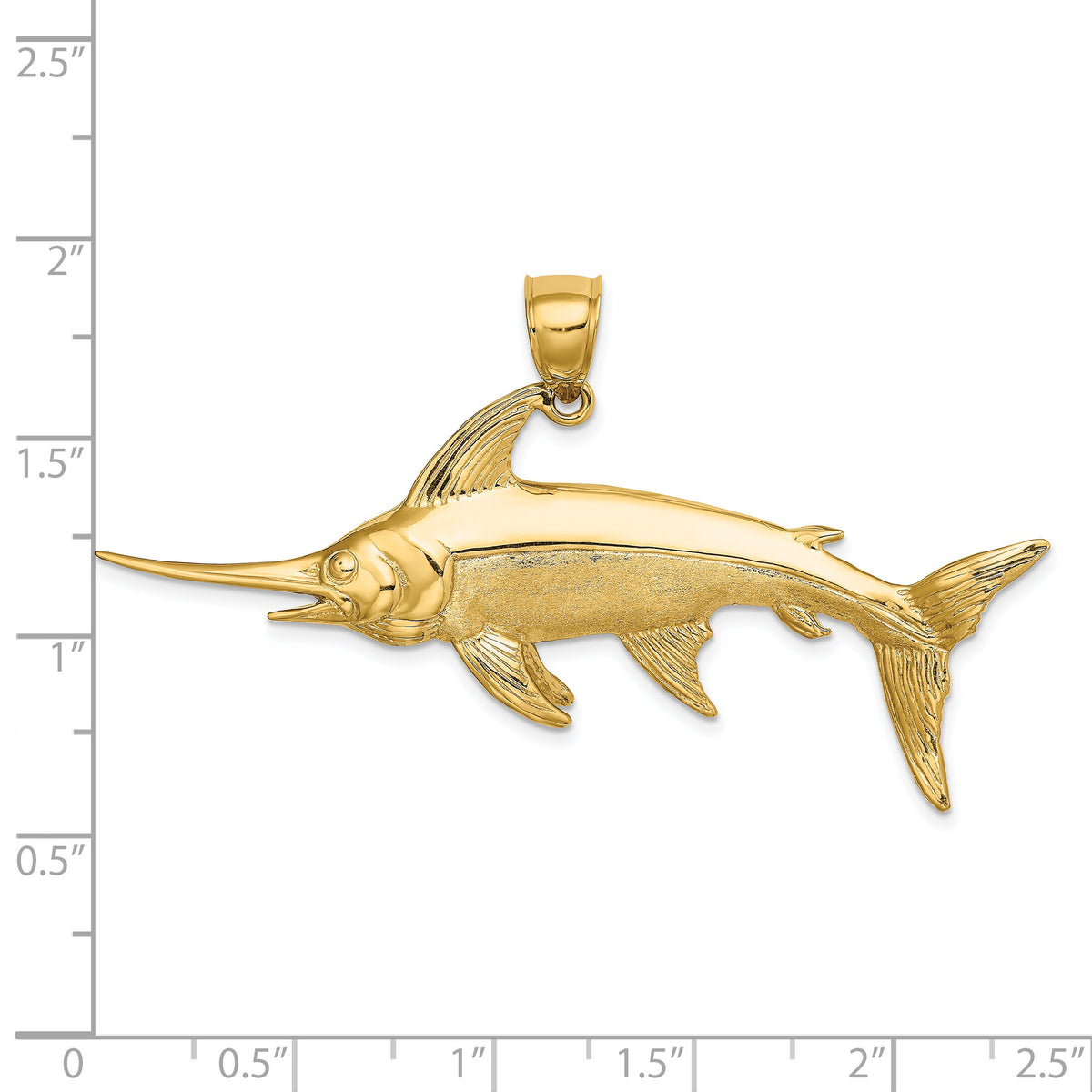 14K 3-D Polished/Satin Swordfish Charm-K8011