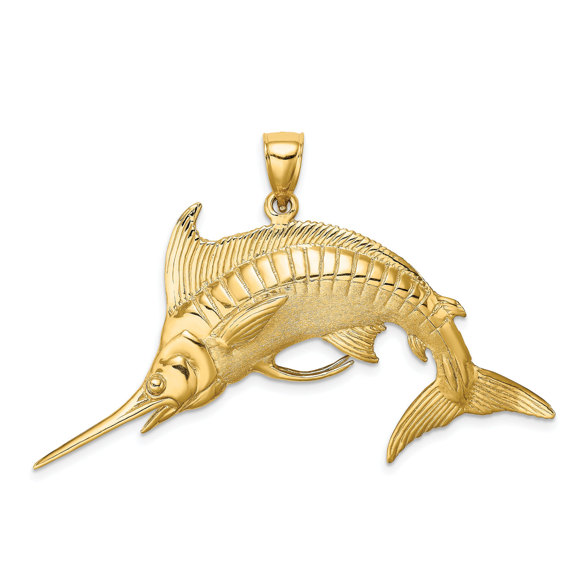 14K 3-D Polished /Satin Blue Marlin Charm-K8013