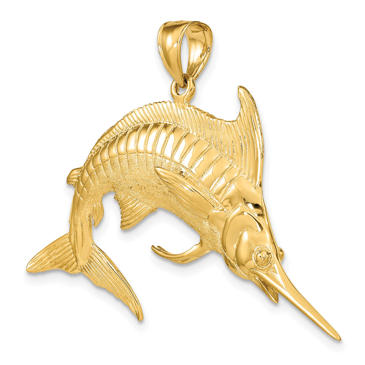 14K 3-D Polished /Satin Blue Marlin Charm-K8013