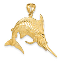 14K 3-D Polished /Satin Blue Marlin Charm-K8013