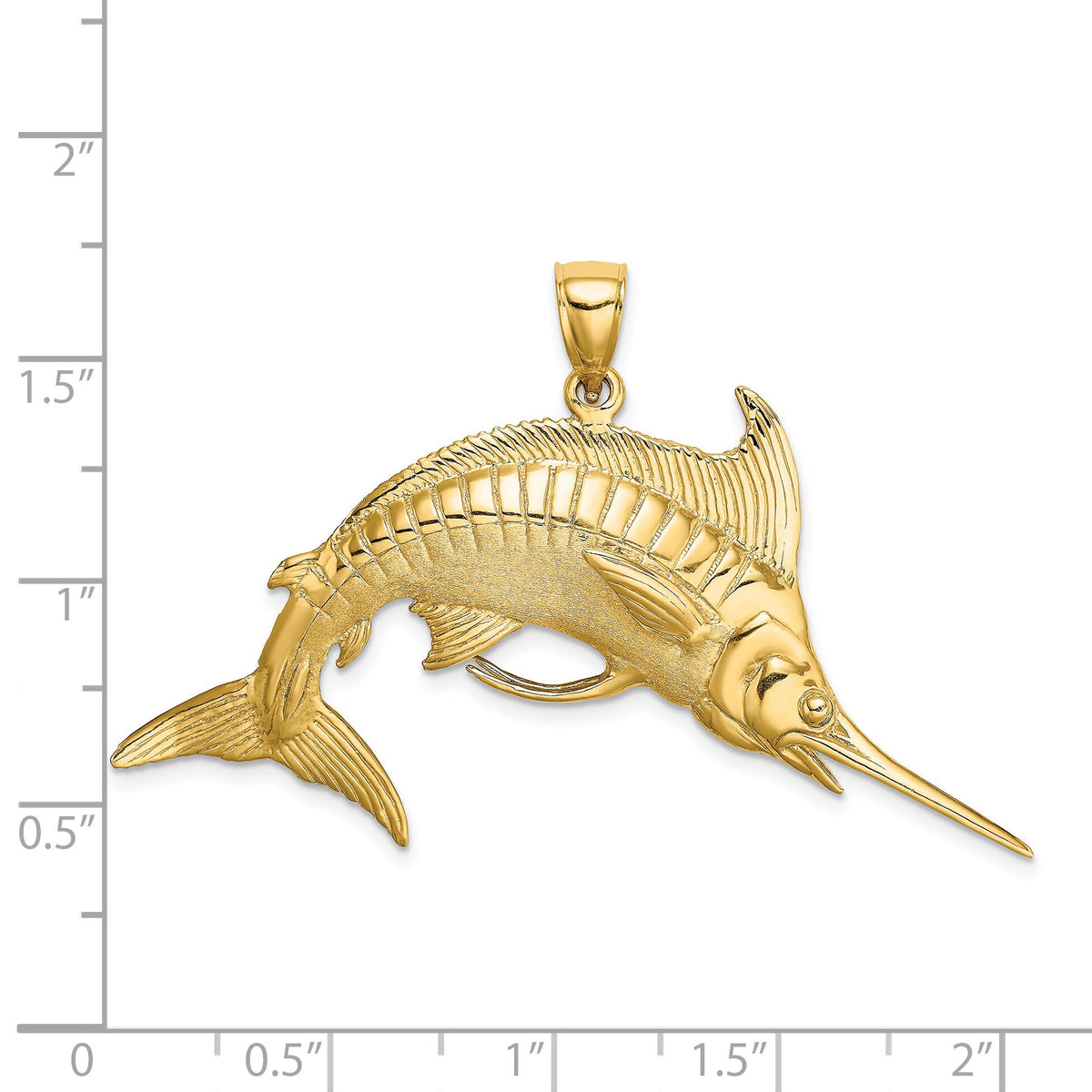 14K 3-D Polished /Satin Blue Marlin Charm-K8013