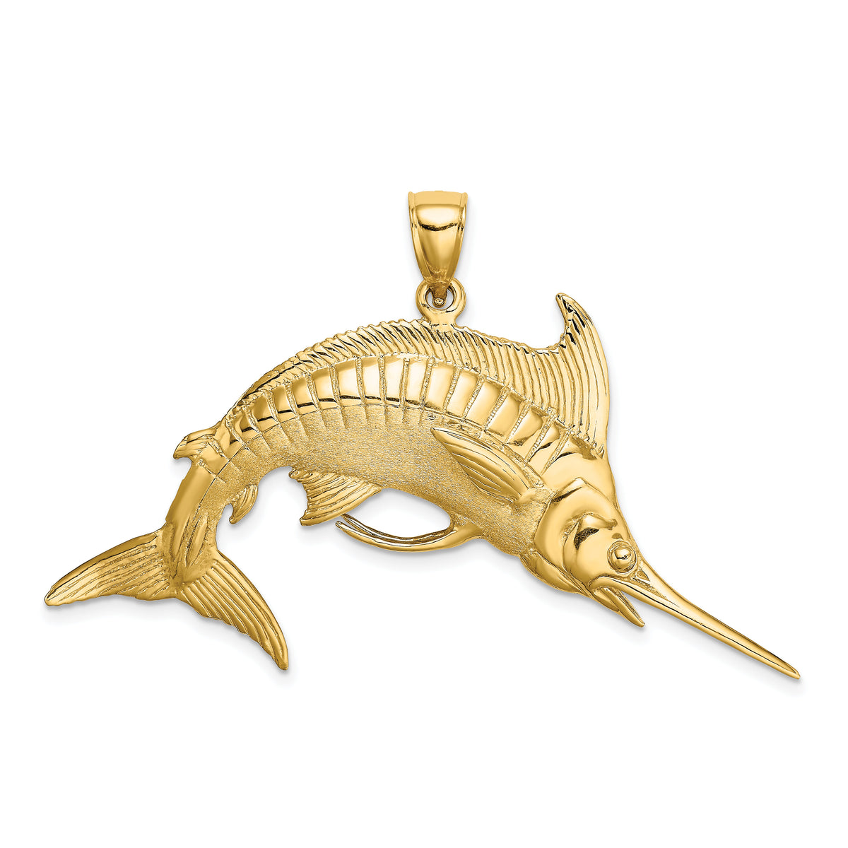 14K 3-D Polished /Satin Blue Marlin Charm-K8013