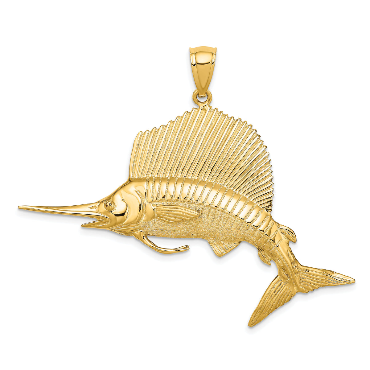 14K 3-D Polished/Satin Sailfish Charm-K8014