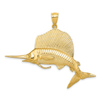 14K 3-D Polished/Satin Sailfish Charm-K8014