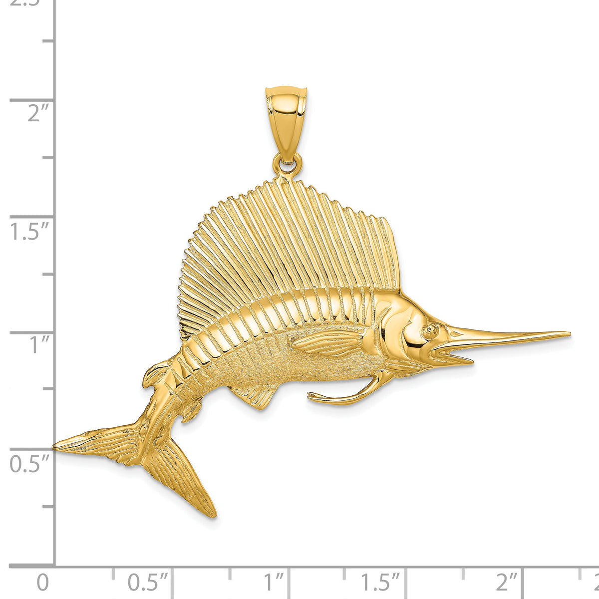14K 3-D Polished/Satin Sailfish Charm-K8014