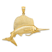 14K 3-D Polished/Satin Sailfish Charm-K8014