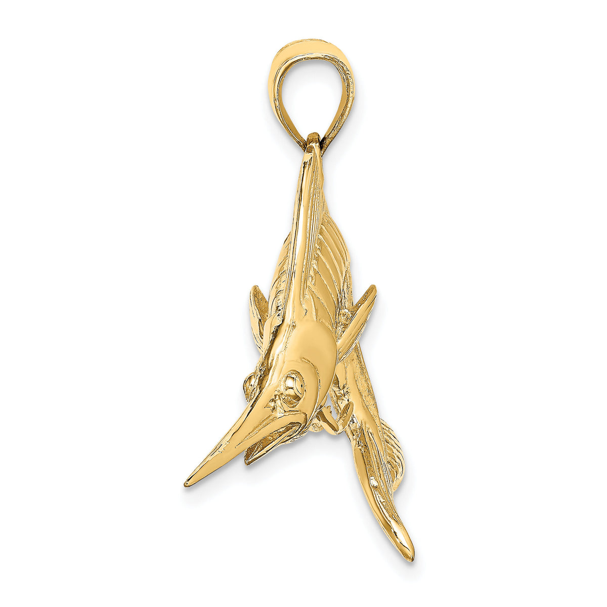 14K 3-D Polished Satin White Marlin Charm-K8015