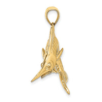 14K 3-D Polished Satin White Marlin Charm-K8015