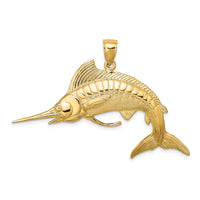 14K 3-D Polished Satin White Marlin Charm-K8015