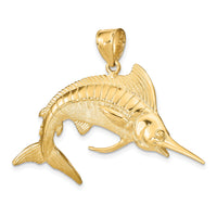 14K 3-D Polished Satin White Marlin Charm-K8015