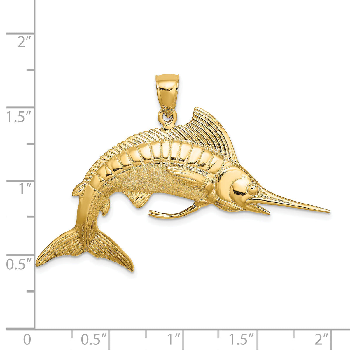 14K 3-D Polished Satin White Marlin Charm-K8015