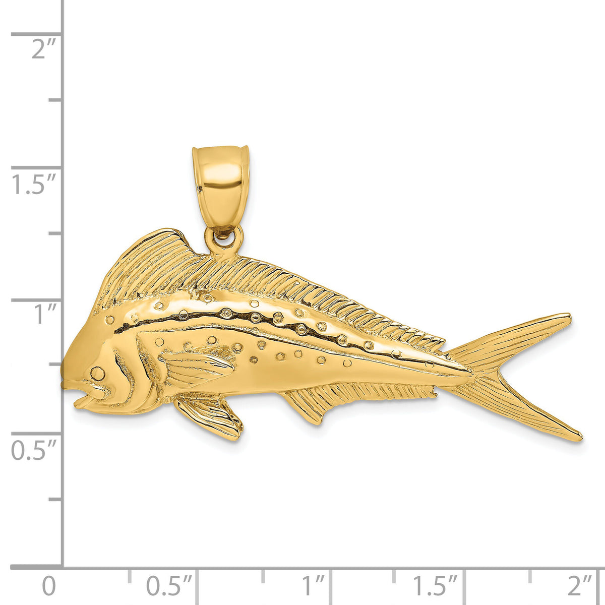 14K 3-D Female Dorado (Mahi-Mahi) Charm-K8016