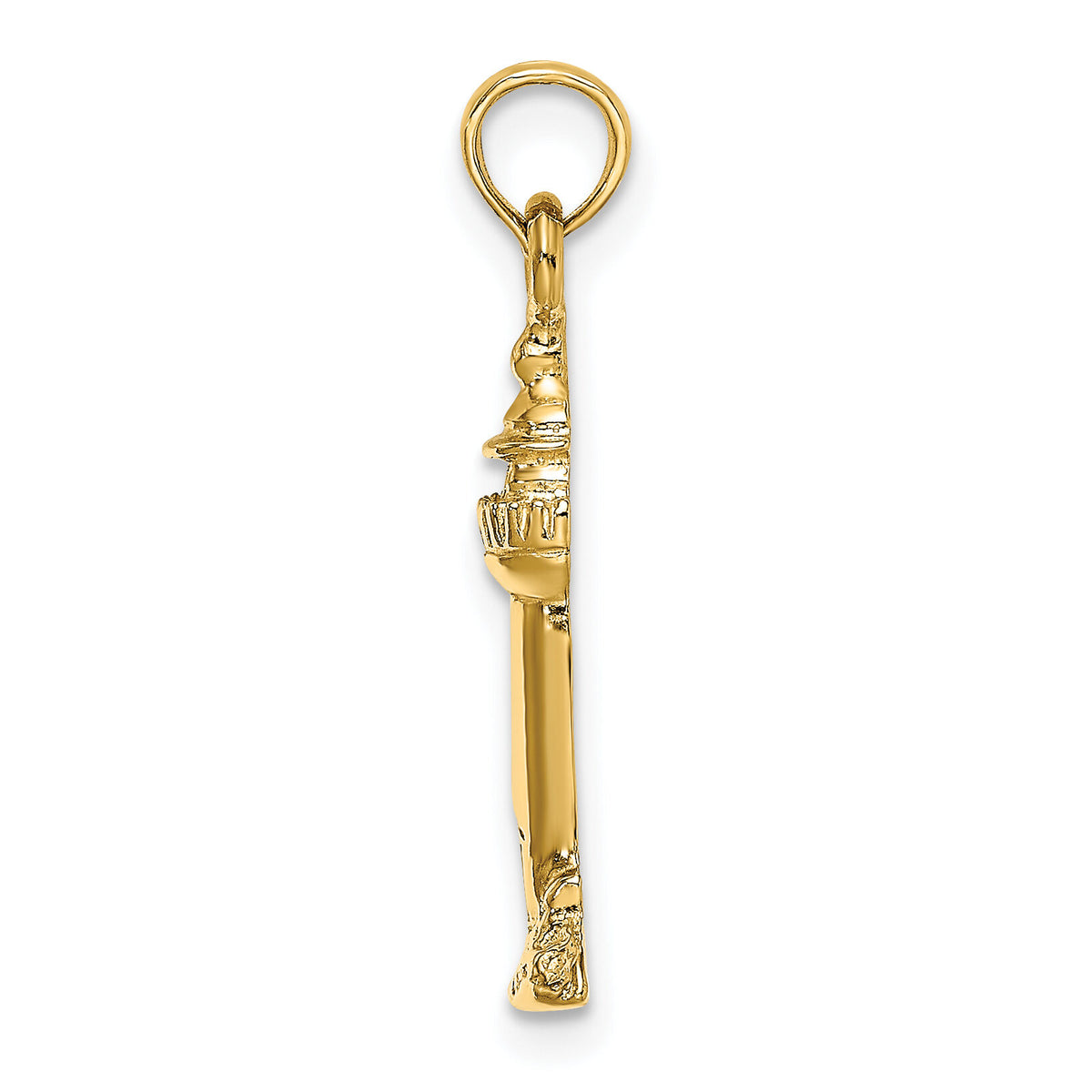 14K 2-D Polished and Textured Lighthouse Charm-K8019
