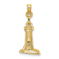 14K 2-D Polished and Textured Lighthouse Charm-K8019