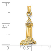 14K 2-D Polished and Textured Lighthouse Charm-K8019