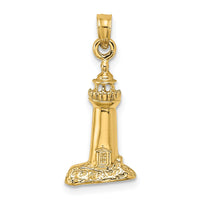 14K 2-D Polished and Textured Lighthouse Charm-K8019