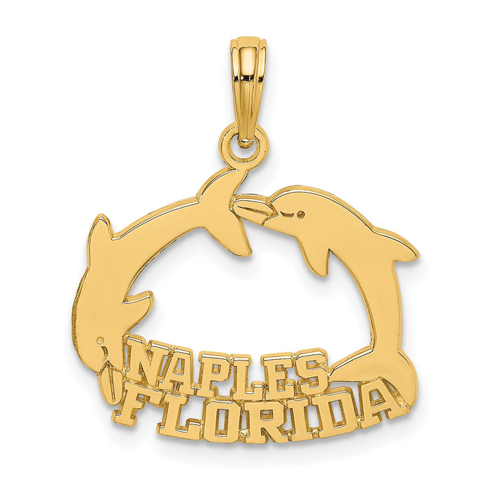 14K NAPLES FLORIDA Jumping Dolphins Charm-K8022