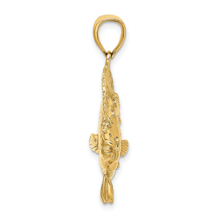 14K 3-D Flounder Fish Charm-K8024