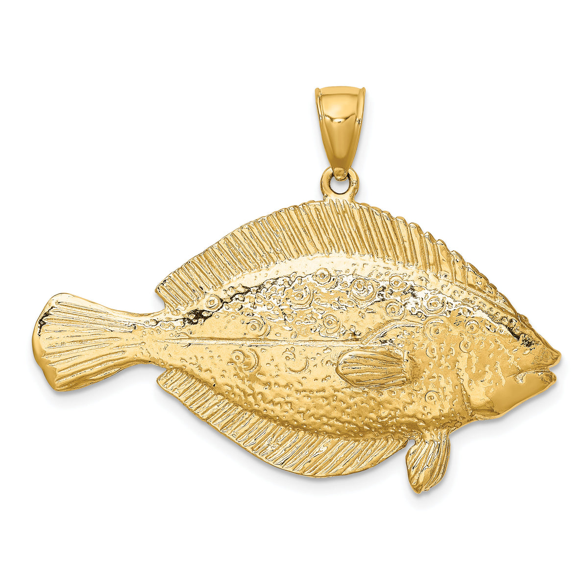 14K 3-D Flounder Fish Charm-K8024