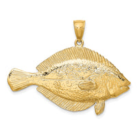 14K 3-D Flounder Fish Charm-K8024