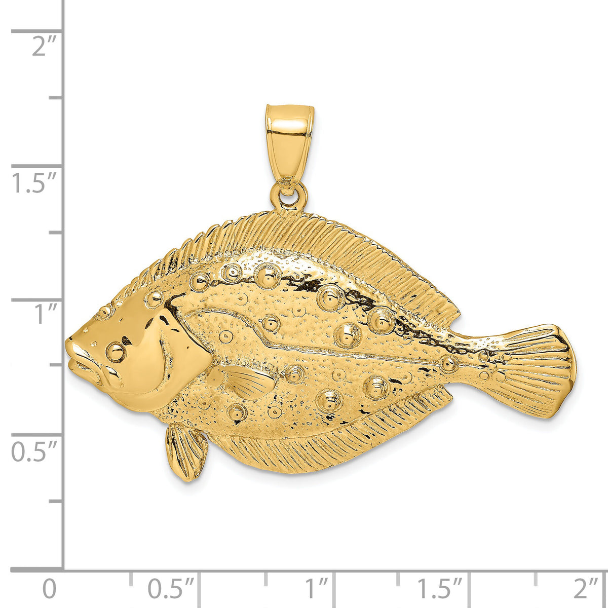 14K 3-D Flounder Fish Charm-K8024