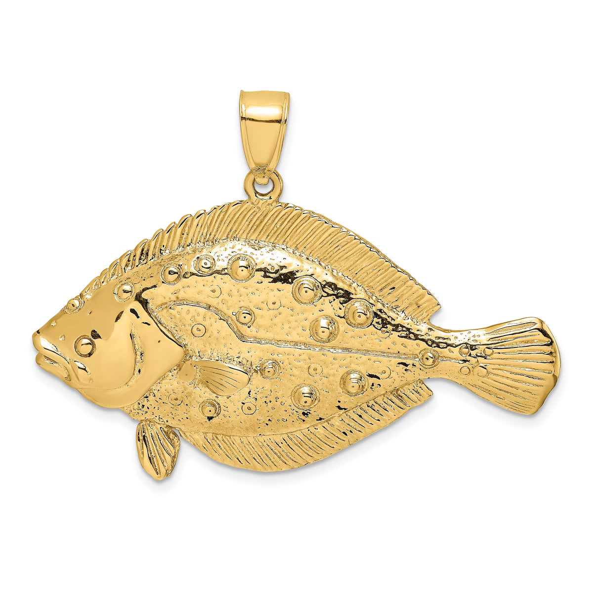 14K 3-D Flounder Fish Charm-K8024
