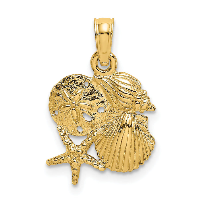 14K Four Shell Cluster Charm-K8028