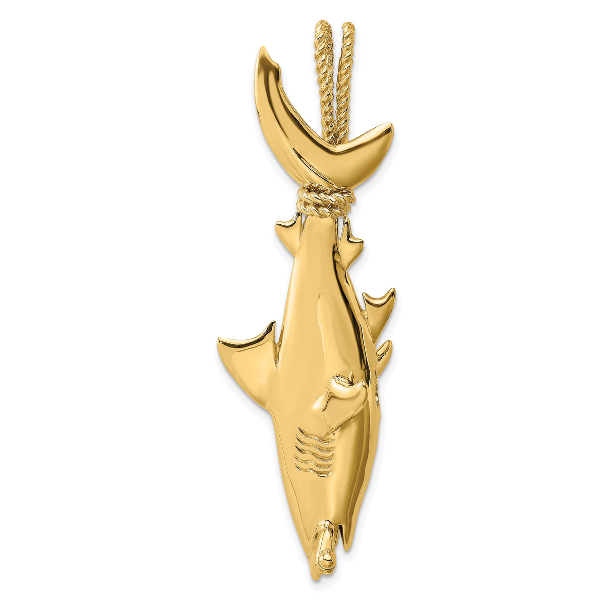 14K 3-D Hammerhead Shark w/ Rope Bail Charm-K8029