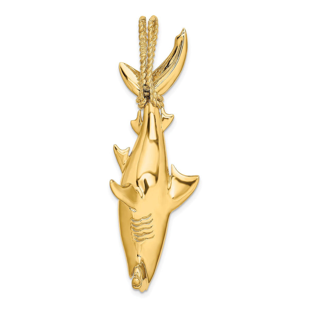 14K 3-D Hammerhead Shark w/ Rope Bail Charm-K8029