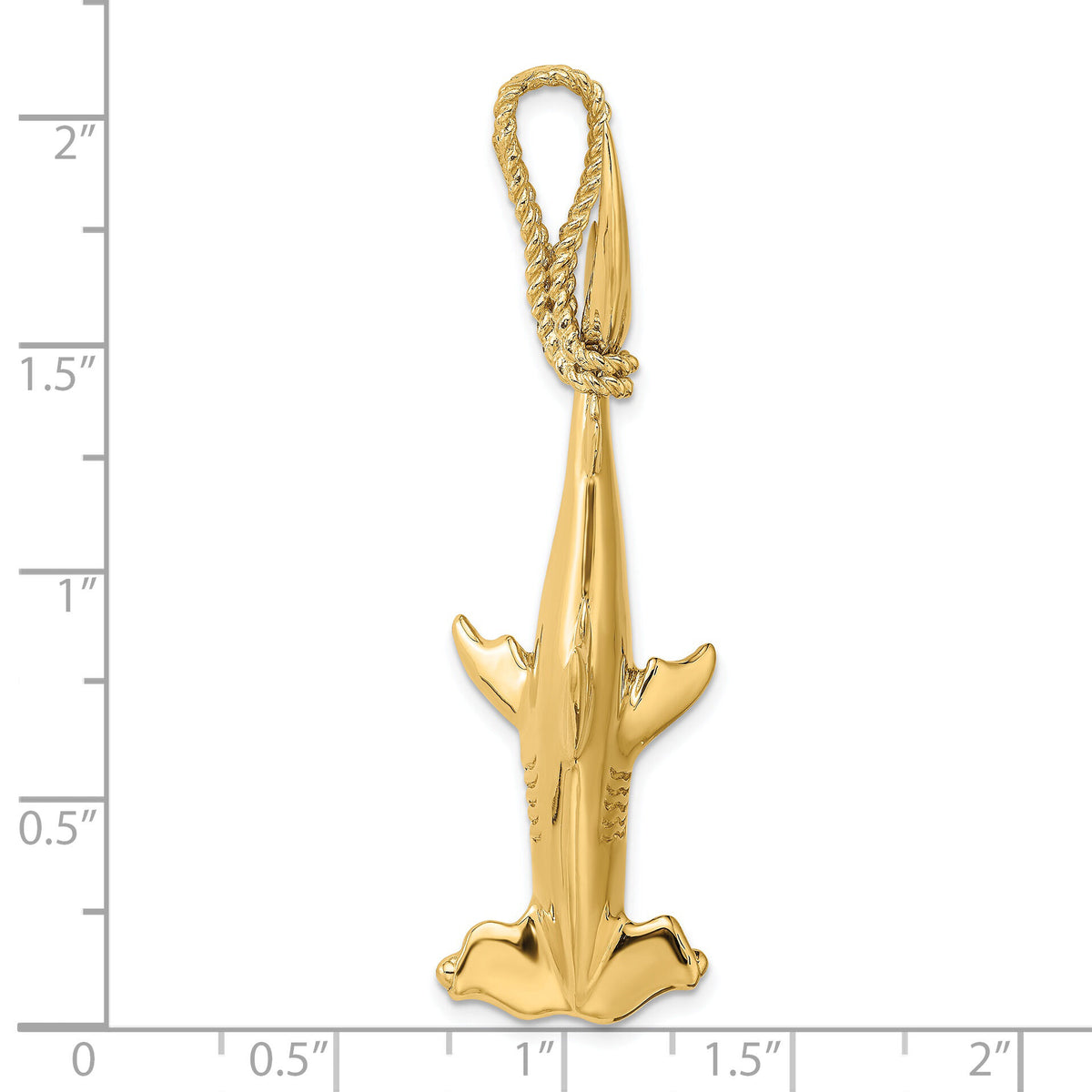 14K 3-D Hammerhead Shark w/ Rope Bail Charm-K8029
