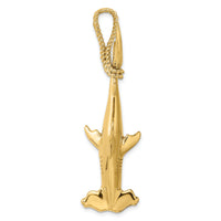 14K 3-D Hammerhead Shark w/ Rope Bail Charm-K8029