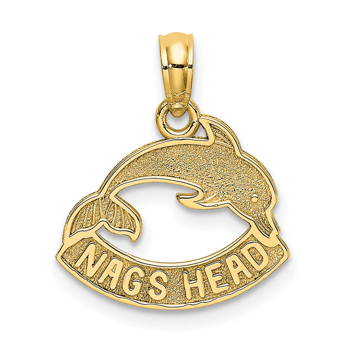 14K Textured NAGS HEAD w/ Dolphin Charm-K8041