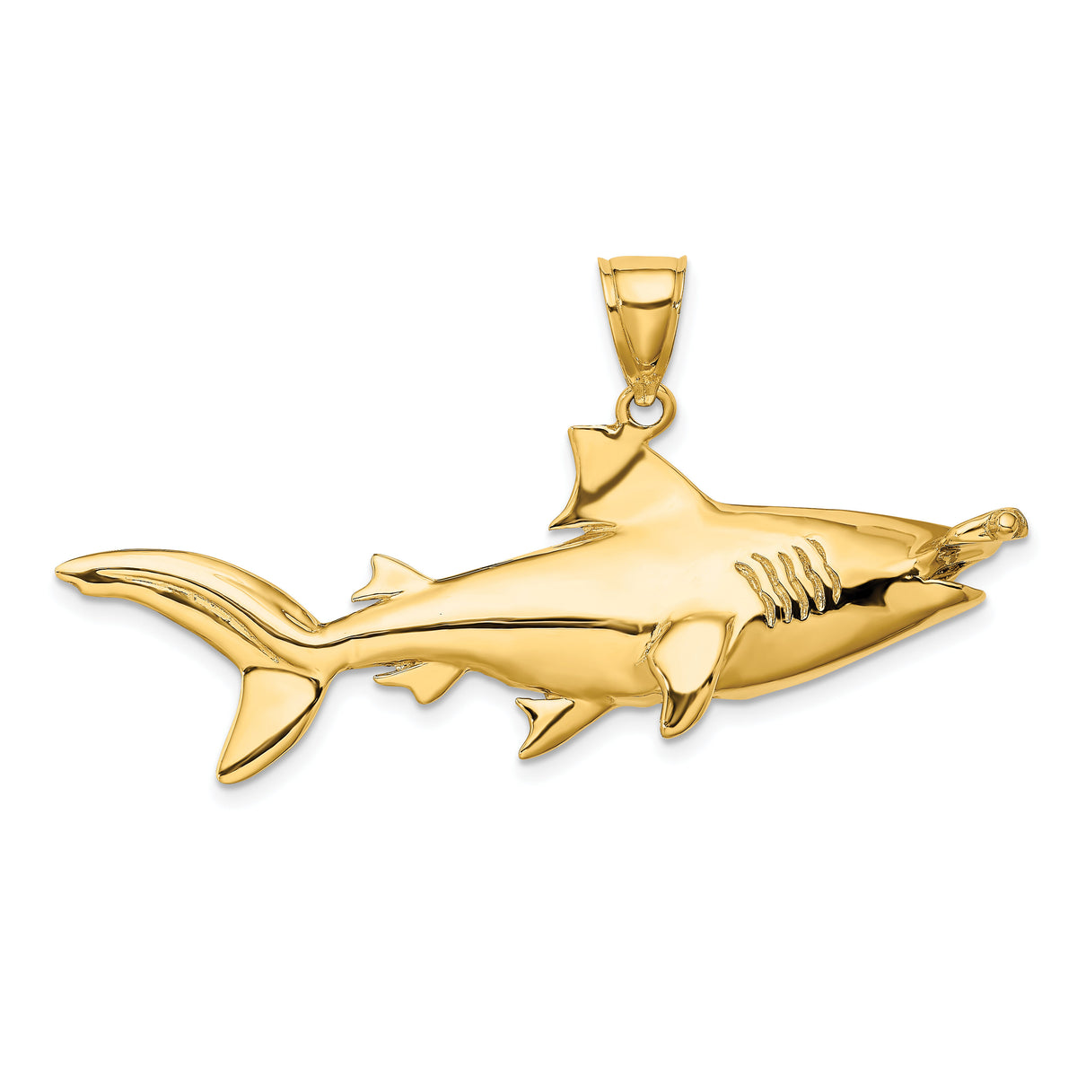 14K 3-D Hammerhead Shark Charm-K8042