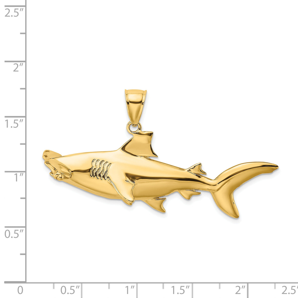14K 3-D Hammerhead Shark Charm-K8042