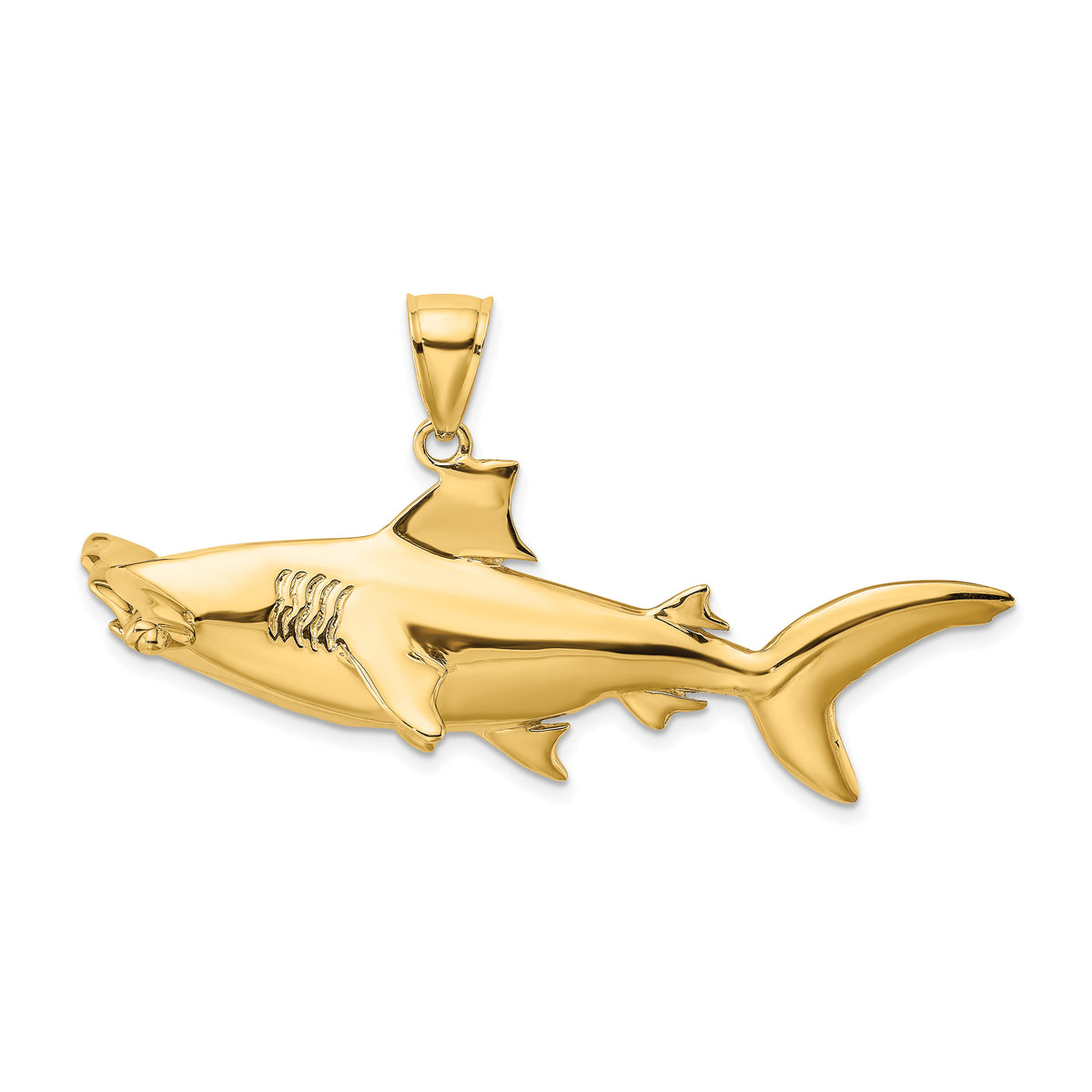 14K 3-D Hammerhead Shark Charm-K8042