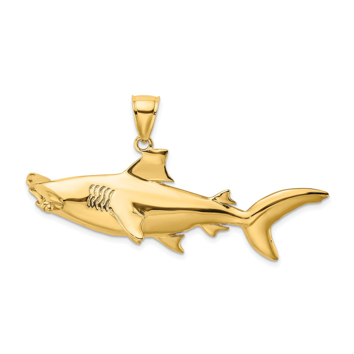 14K 3-D Hammerhead Shark Charm-K8042