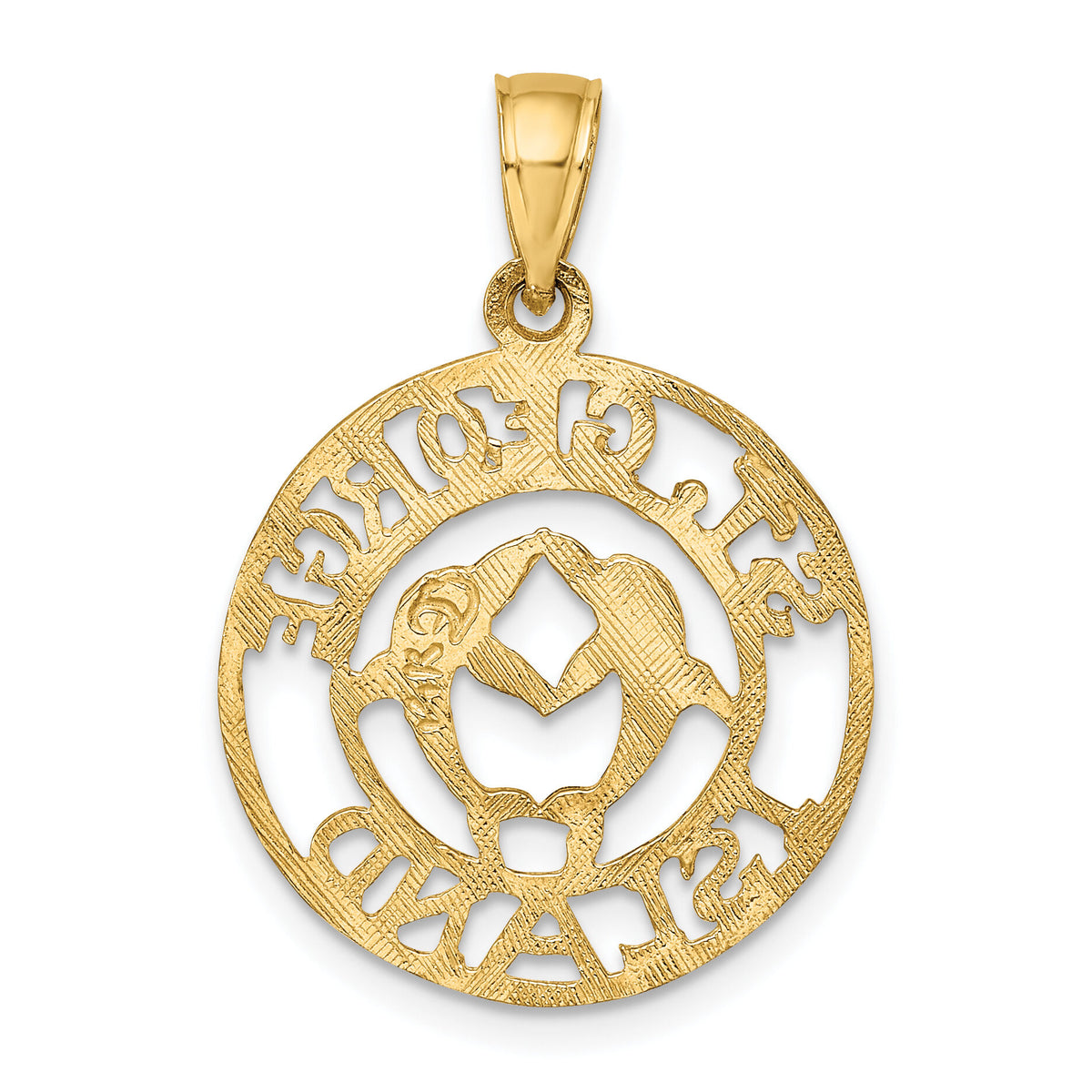 14K ST. GEORGE ISLAND w/DOLPHINS Circle Charm-K8045