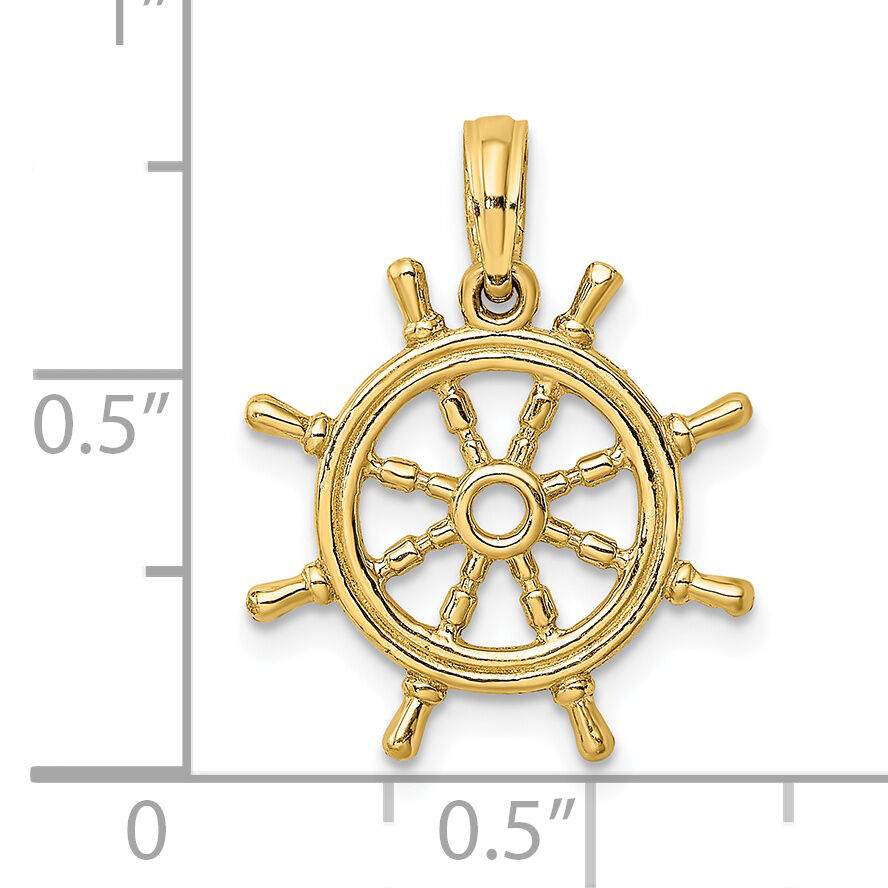 14K 3-D Ships Wheel Charm-K8046