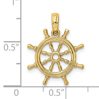 14K 3-D Ships Wheel Charm-K8046