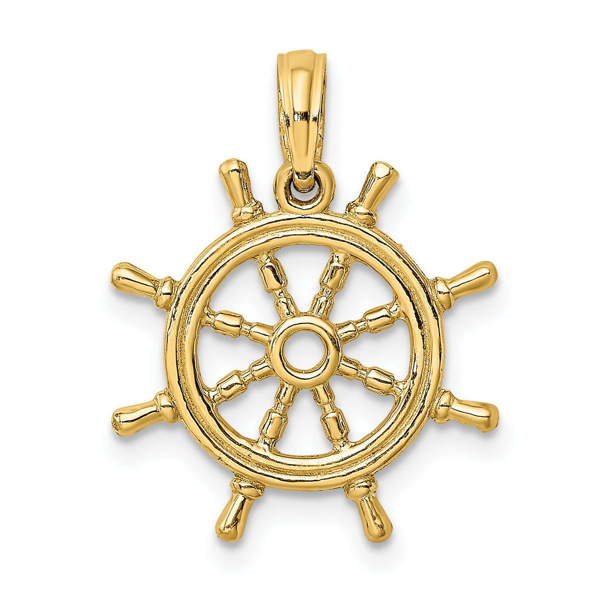 14K 3-D Ships Wheel Charm-K8046