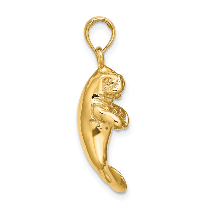 14K 3-D Polished Manatee Charm-K8050