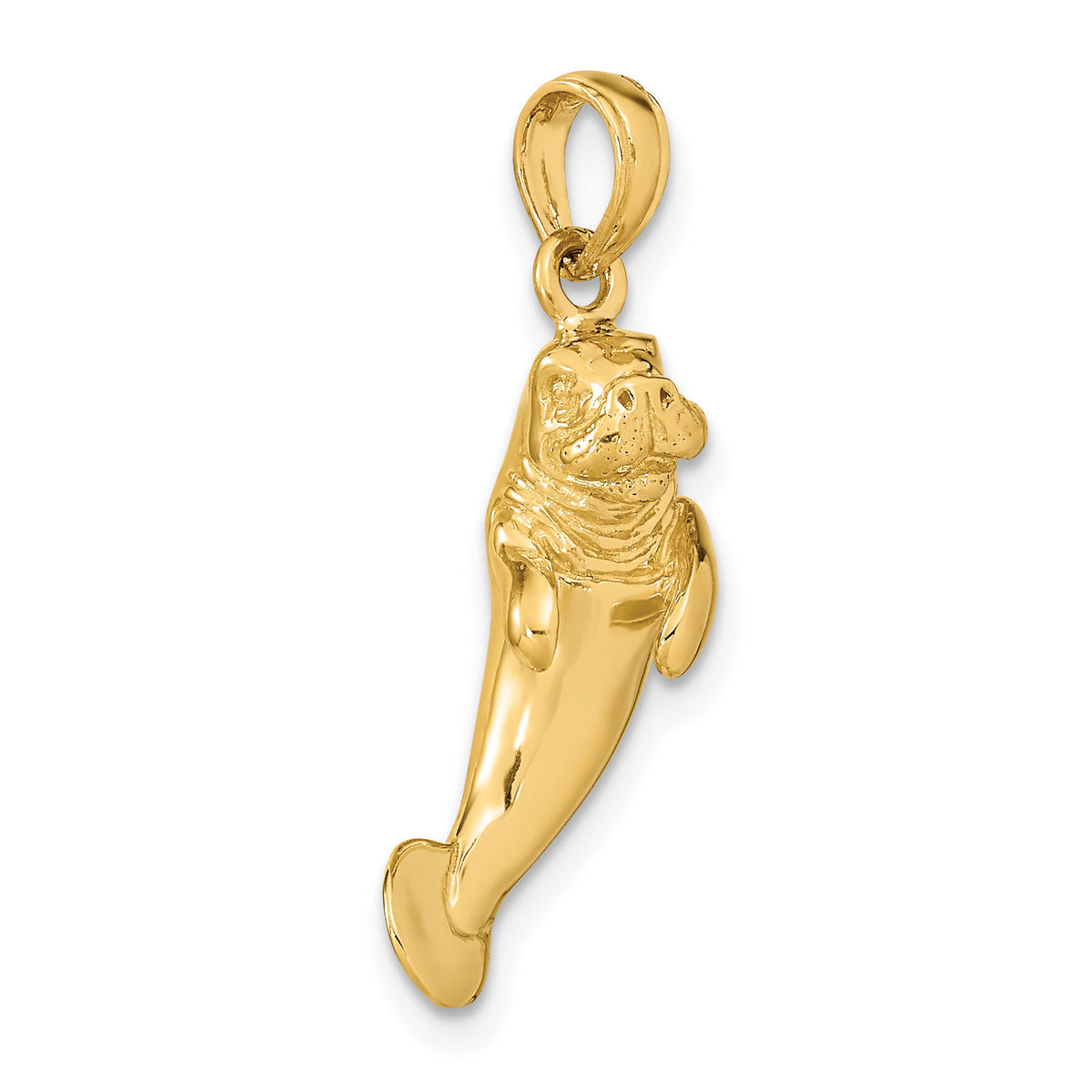 14K 3-D Polished Manatee Charm-K8050