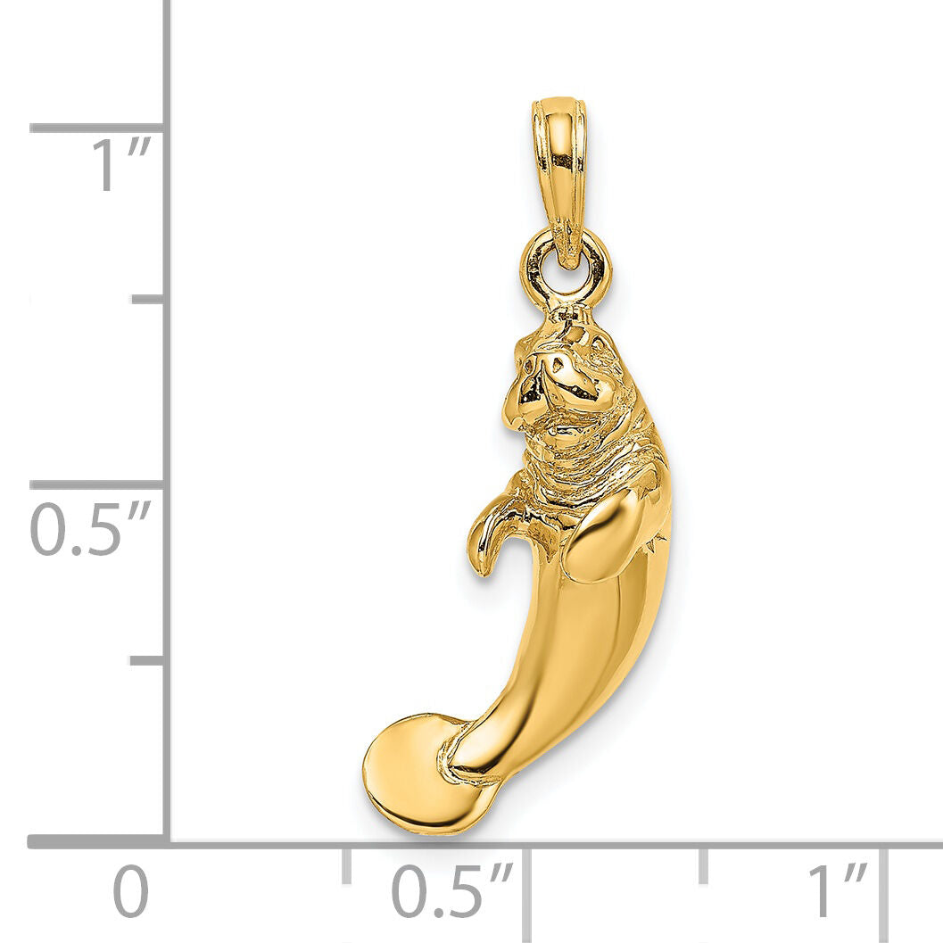 14K 3-D Polished Manatee Charm-K8050