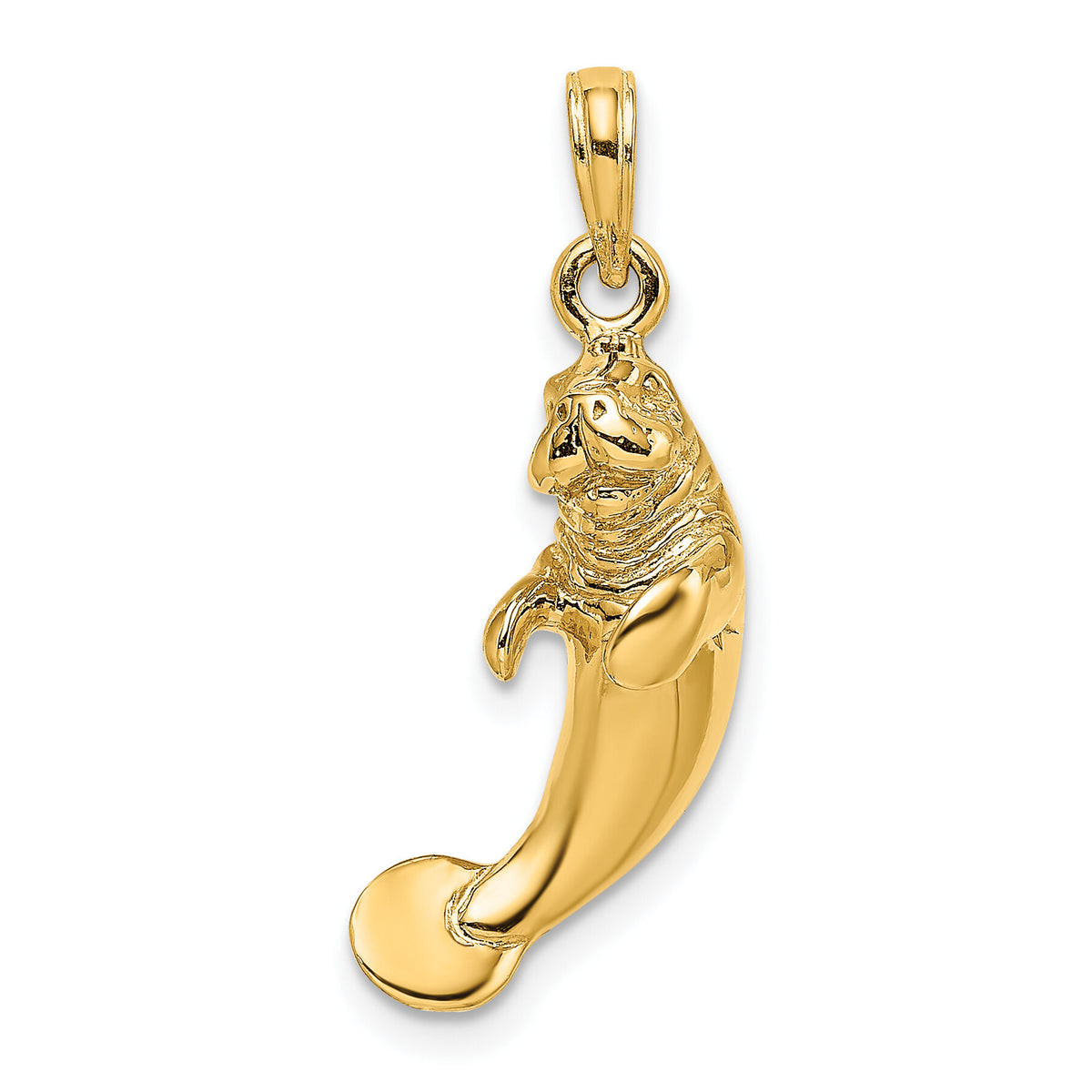 14K 3-D Polished Manatee Charm-K8050